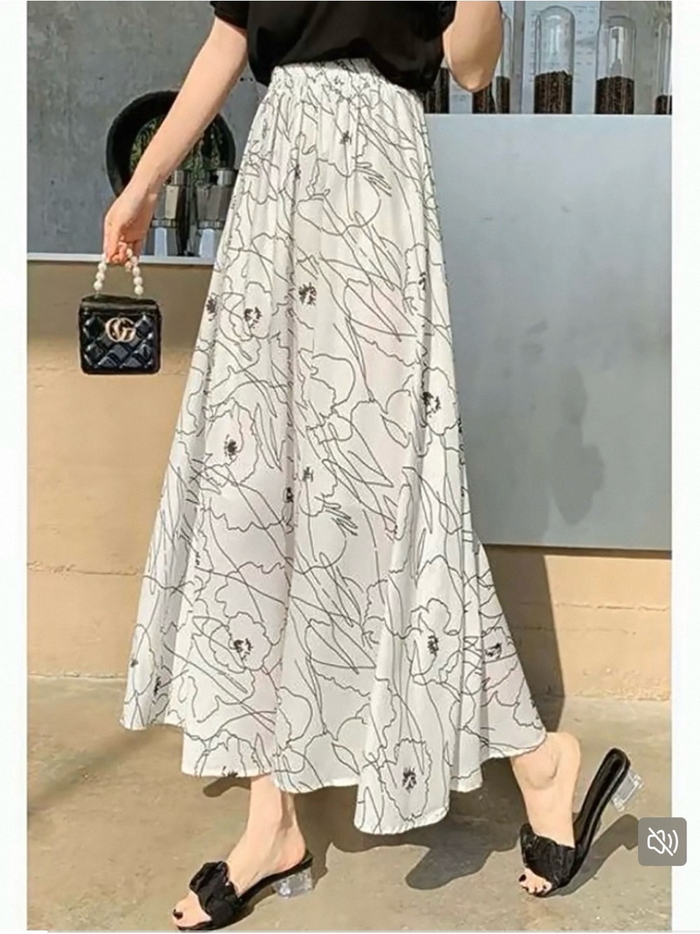 Floral Print White Maxi Skirt